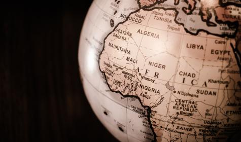 globe showing Africa