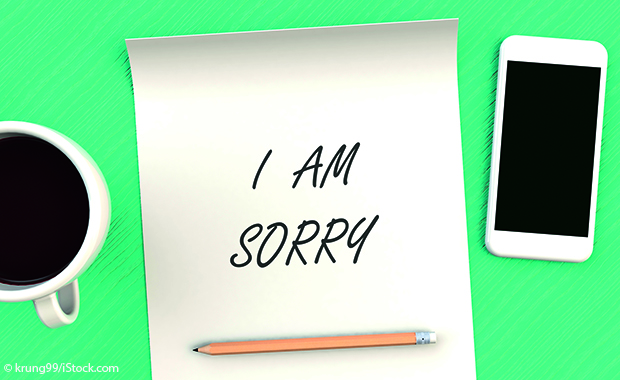 Notiz mit dem Text "I am sorry"