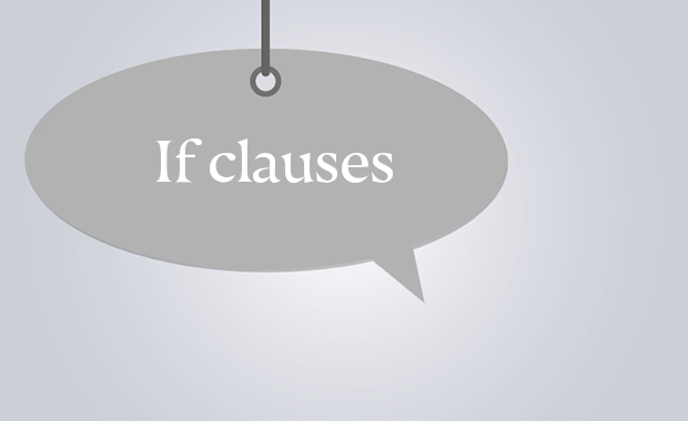 Schild mit Aufschrift "If clauses"