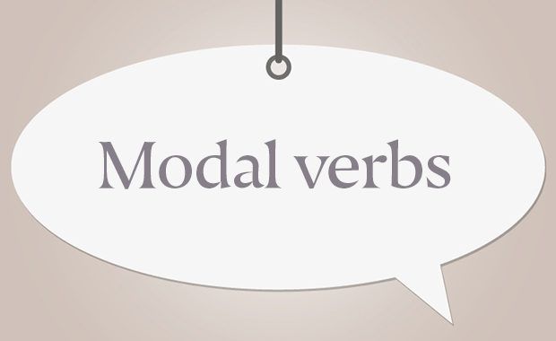Schild mit Aufschrift "Modal verbs"