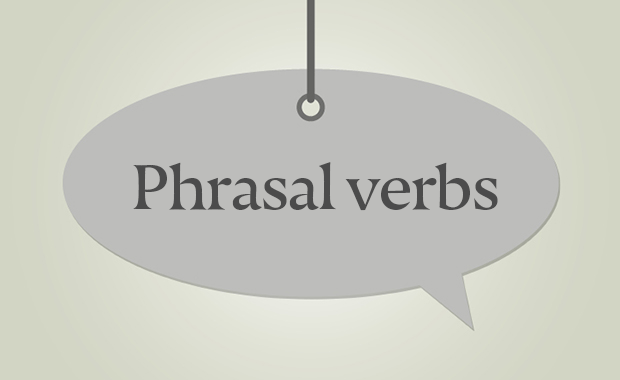 Schild mit Aufschrift "Phrasal verbs"