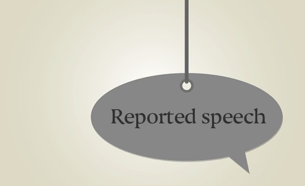 Schild mit Aufschrift "Reported Speech"