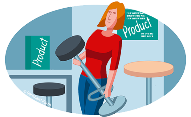 Illustration: Frau am Messestand