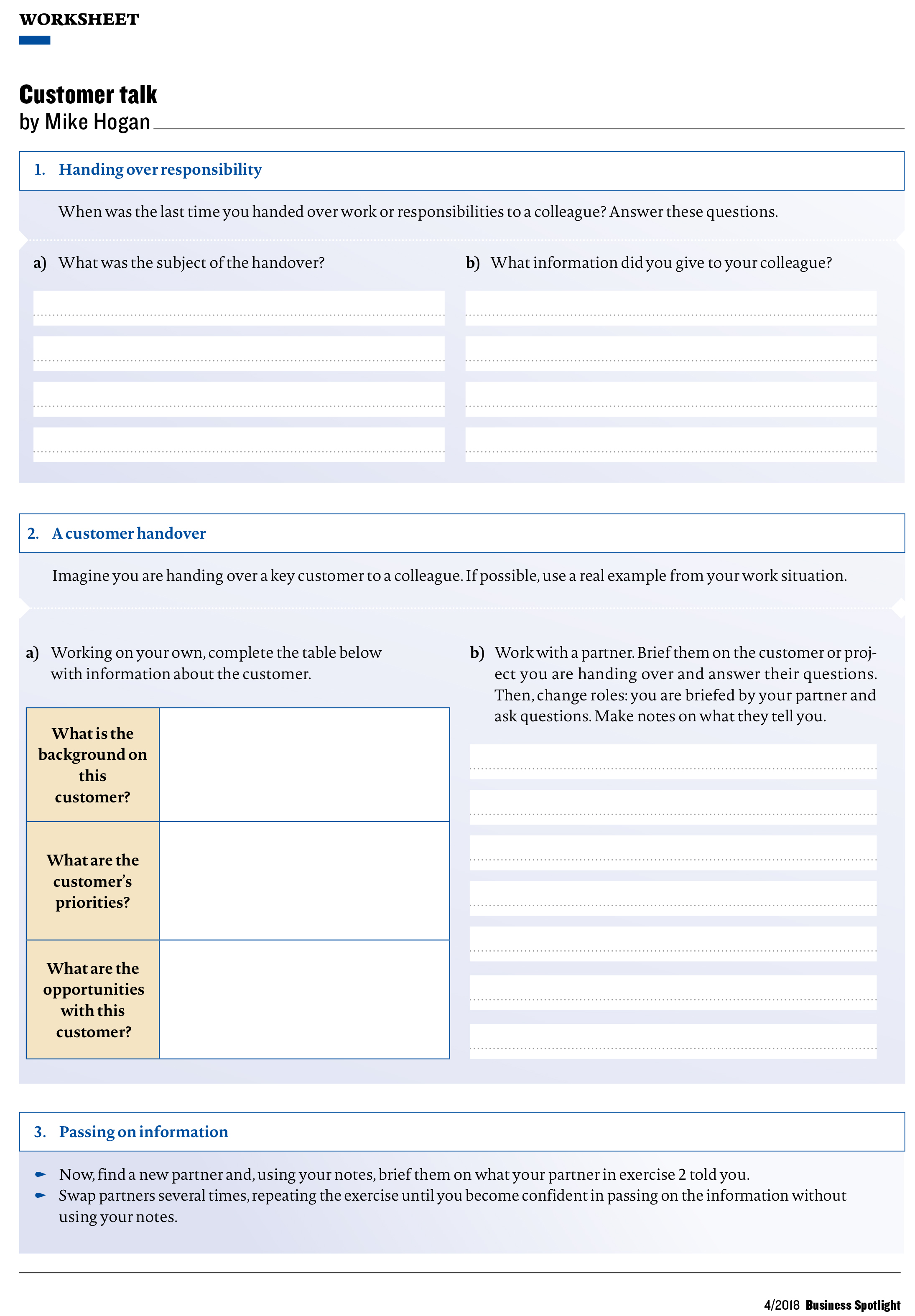 Classroom Worksheet