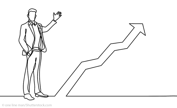 Illustration: Man is presenting a graph