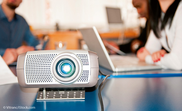 close-up of projector, used for a presentation