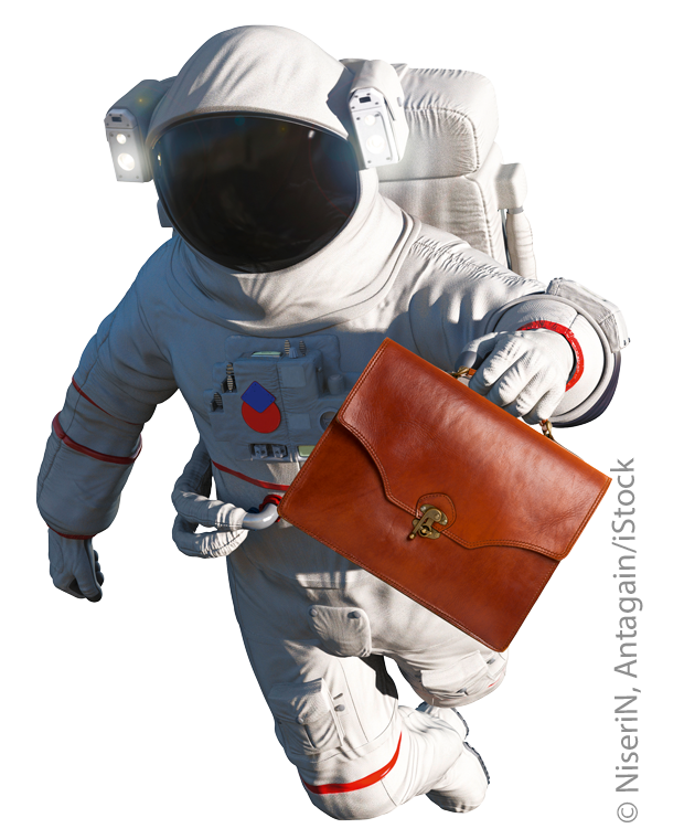 Astronaut mit Aktentasche