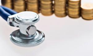 stethoscope and coins