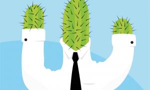 A cactus dressed in a shirt and tie