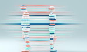 Abstract 3D render of a male and female figure