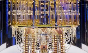 The interior of an IBM quantum computer
