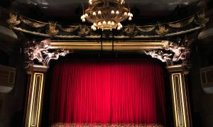 red curtain on theater stage