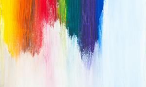 rainbow colors on white canvas