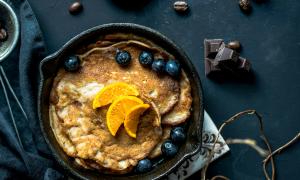 stylish presentation of blueberry pancakes