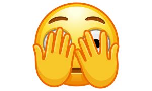 emoji face hiding behind hands