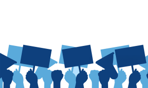 Waving signs of protest concept illustration background.