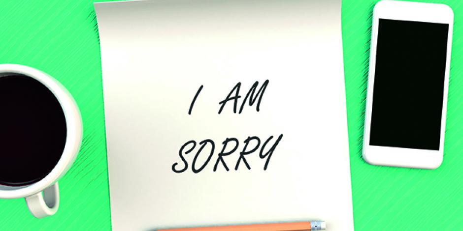 Notiz mit dem Text "I am sorry"