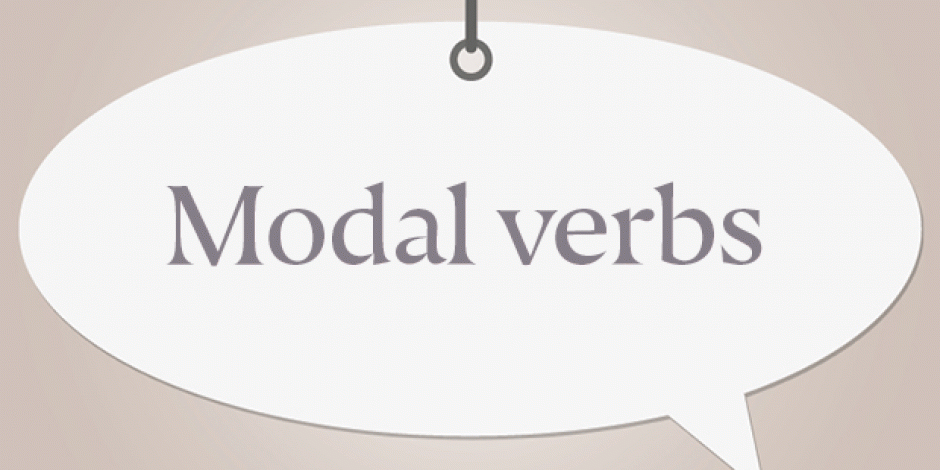 Schild mit Aufschrift "Modal verbs"