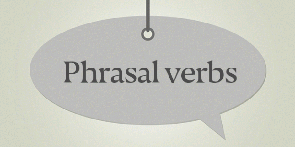 Schild mit Aufschrift "Phrasal verbs"