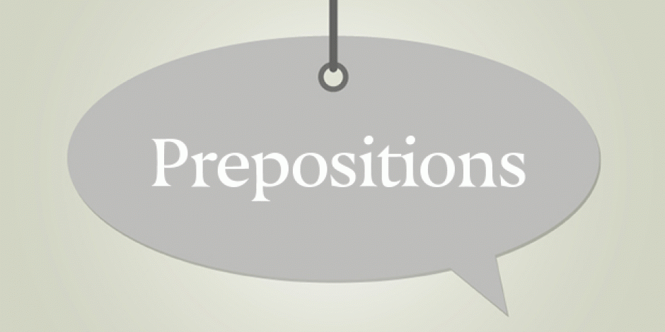 Schild mit Aufschrift "Prepositions"