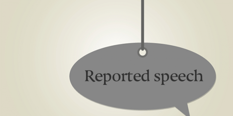 Schild mit Aufschrift "Reported Speech"