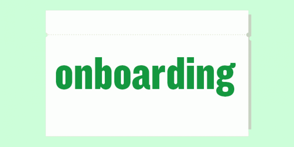 Karteikarte mit der Aufschrift "onboarding"
