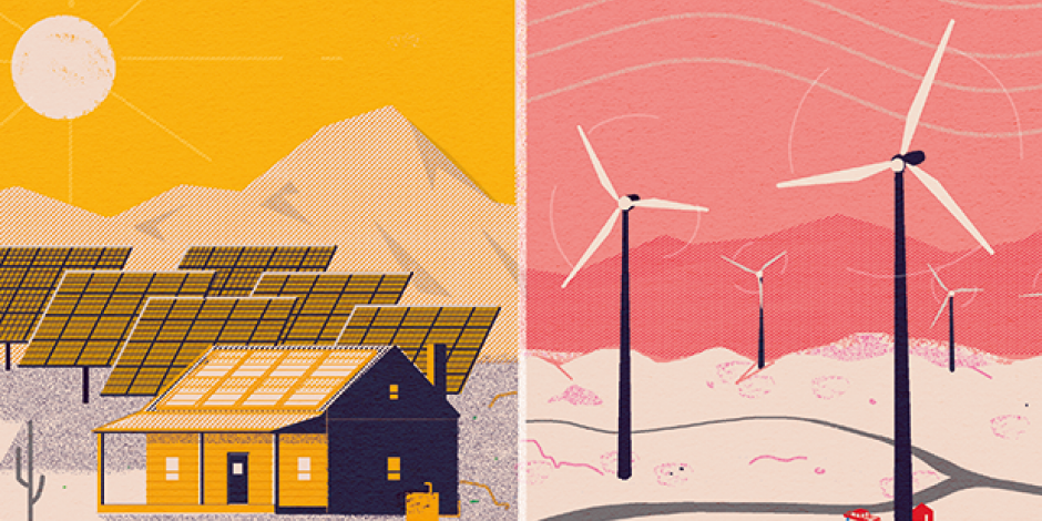 Illustration: Solar- und Windenergie
