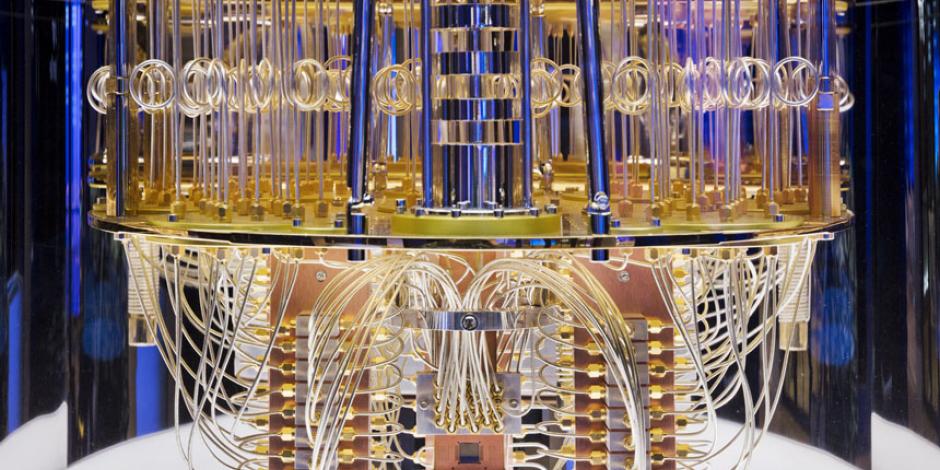 The interior of an IBM quantum computer