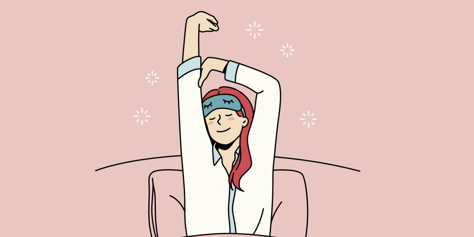 An illustration of a woman waking up