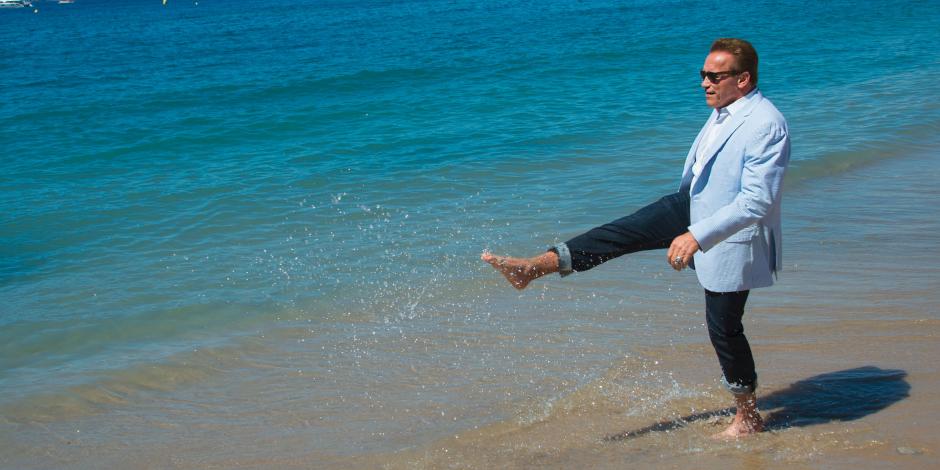 Arnold Schwarzenegger on the beach