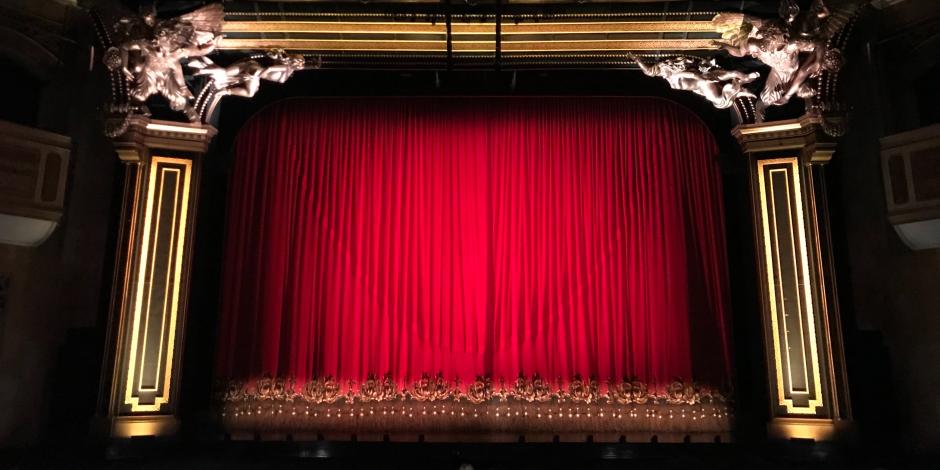 red curtain on theater stage