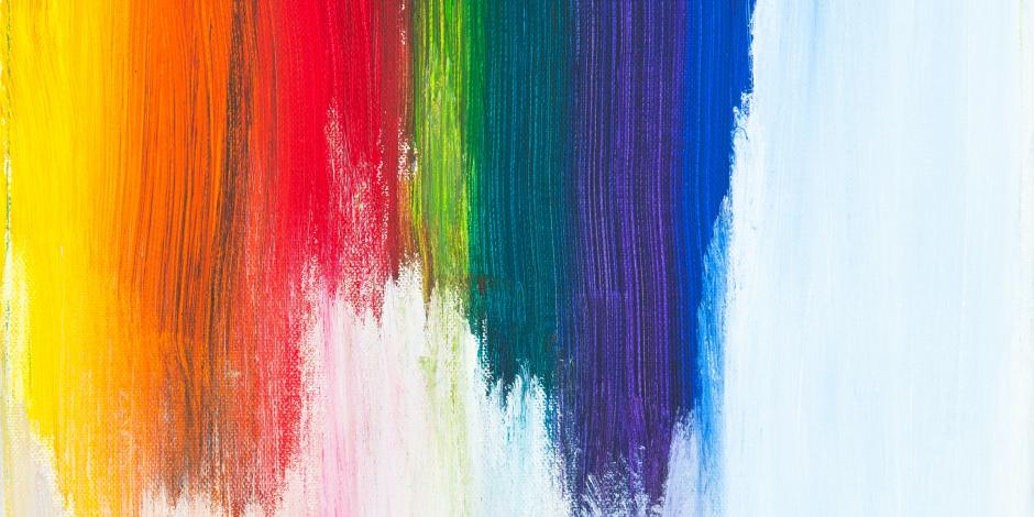 rainbow colors on white canvas