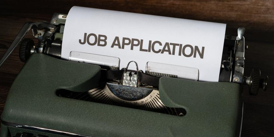 "job application" typed on a typewriter