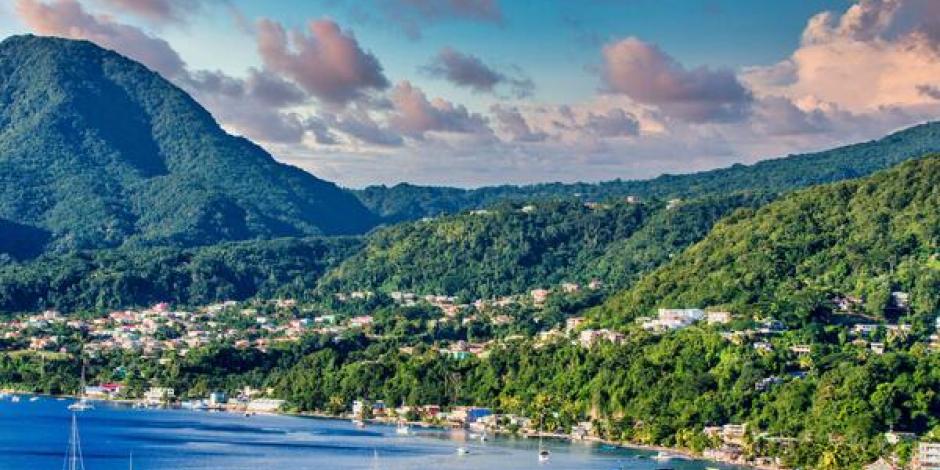 A view of the coast of Roseau, Dominica