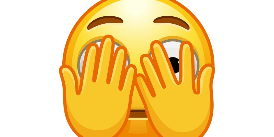 iStock.com emoji face hiding behind hands
