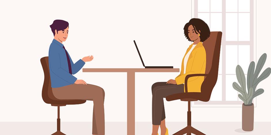 Black Woman Manager Interviewing A Male Candidate At Office.