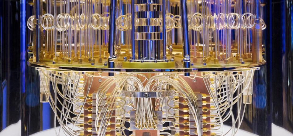 The interior of an IBM quantum computer