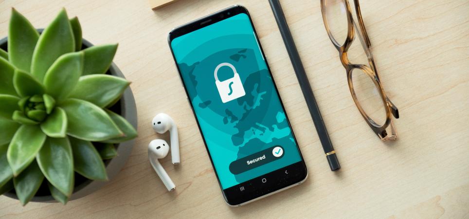 securely locked phone on a table
