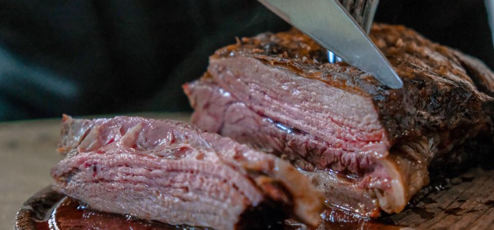 beef being cut