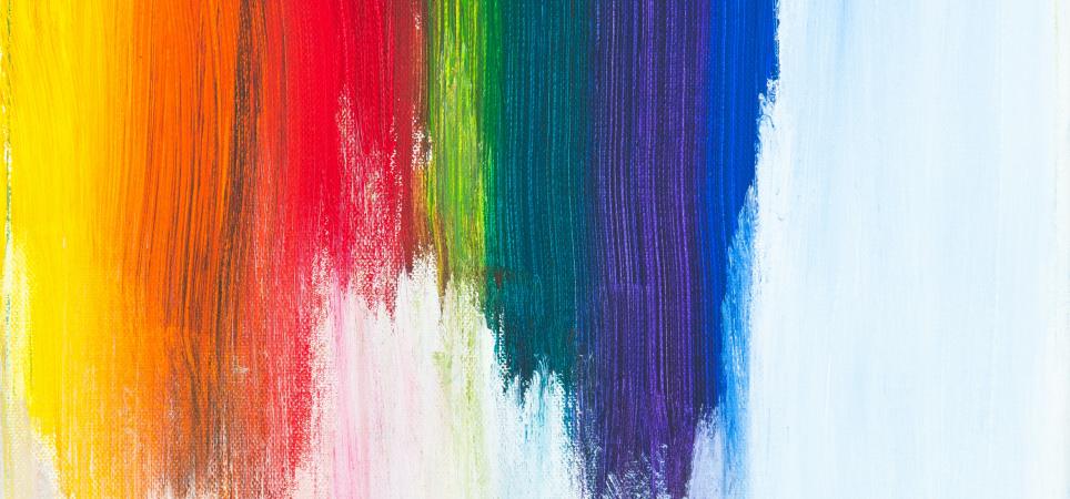 rainbow colors on white canvas