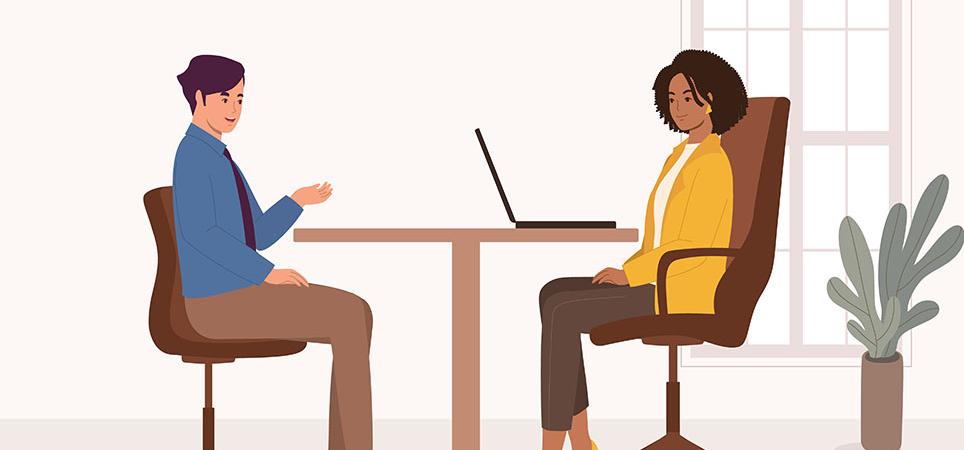 Black Woman Manager Interviewing A Male Candidate At Office.