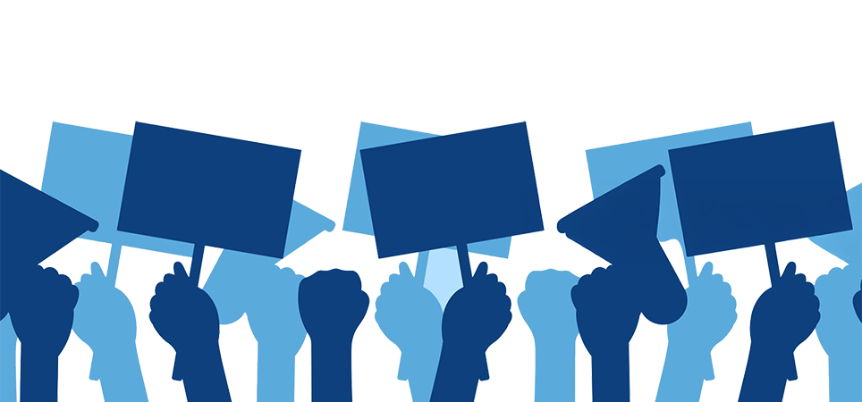 Waving signs of protest concept illustration background.
