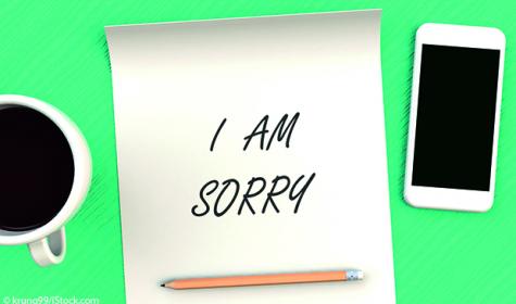 Notiz mit dem Text "I am sorry"