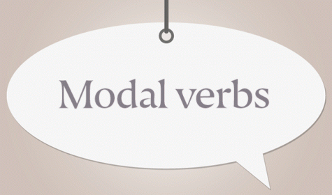 Schild mit Aufschrift "Modal verbs"