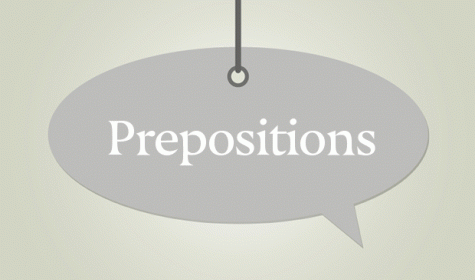 Schild mit Aufschrift "Prepositions"