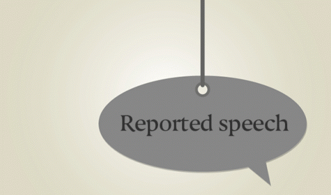 Schild mit Aufschrift "Reported Speech"