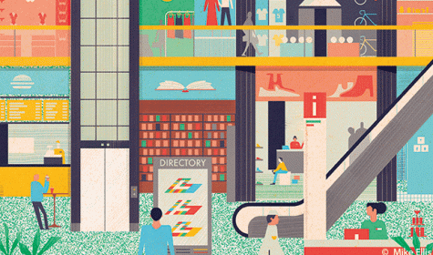 Illustration: ein Einkaufszentrum