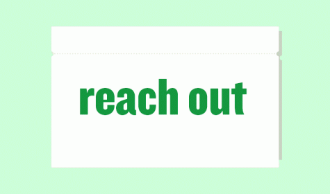 Karteikarte mit den Worten "reach out"