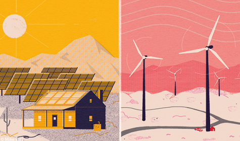 Illustration: Solar- und Windenergie