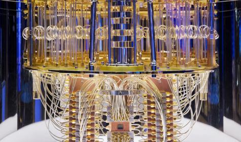 The interior of an IBM quantum computer